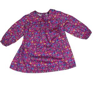 Ralph Lauren Baby A Line Dress Floral Peter Pan Collar Patch Pocket Pink 12M